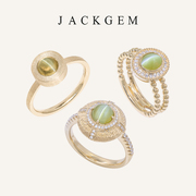 JACKGEM珠宝 瞳 天然金绿猫眼石戒指女金绿宝石戒指复古黄宝石B0