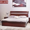 新中式水曲柳实木高抽箱体床琥珀红色1.8M储物双人床婚床实木大床