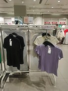 hm购韩版黑色紫色，浅绿色宽松圆领，短袖t恤女