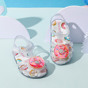 女童凉鞋果冻鞋夏季儿童软底，鞋宝宝水晶沙滩鞋小女孩水果洞洞鞋