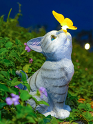 户外庭院装饰摆件太阳能夜灯别墅阳台花园造景布置猫咪动物装饰品