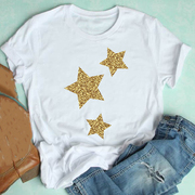 女款短袖星星几何可爱90年代女士潮流春夏装印花T恤女T恤上衣图形