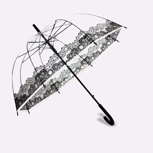 建筑屋长柄伞蕾丝阿波罗伞，rain透明雨伞小胡子，铁塔透明伞可印logo