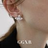 GGXR 土星镶钻 水晶耳环耳夹项链套装设计感网红同款饰品