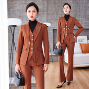 橘色西装套装女2024高端酒店经理职业正装气质假两件西服外套