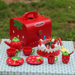 木制草莓蛋糕切切看乐过家家女孩玩具厨房，套装木质儿童生日礼物