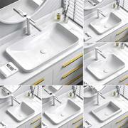 椭圆长方形洗手盆陶瓷台中盆，嵌入式台上洗面盆洗脸水盆，水池洗手槽