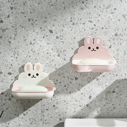 小兔香皂盒肥皂盒可爱免打孔壁挂粘贴家用浴室卫生间沥水置物托架