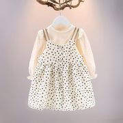 女童棉质连衣裙两件套2023初，秋装中小童，套装裙女宝宝长袖裙子
