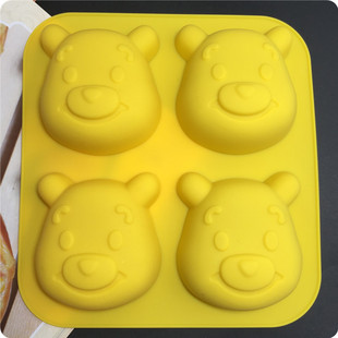 4连维尼熊winnie硅胶蛋糕模具 果冻布丁模月饼模 微波炉蛋糕模具