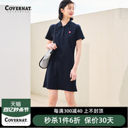 Covernat纯色连衣裙夏季女装短袖polo领宽松长裙