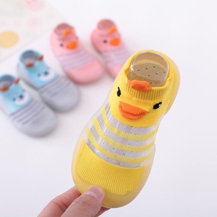 春夏季婴儿地板袜鞋防滑透气软底可爱小鸭子儿，童鞋室内冰丝学步袜