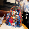 潮牌彩色印花设计背包女2023双肩包书包(包书包，)女大学生大容量旅游包