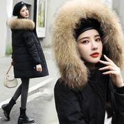 冬季女青年羽绒服尚潮流8206-YS-韩版收腰中长款外连时帽毛大