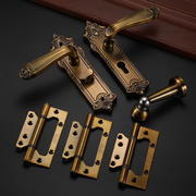 黄古铜(黄古铜)欧式房间门锁，复古卧室木门，锁具套装门吸合页静音室内执手锁