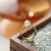 珍珠素圈戒指女轻奢，高级感小众设计时尚个性，独特轻奢开口食指戒