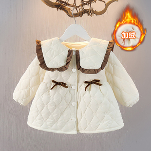 秋冬女童外套加绒洋气韩版中长款公主风保暖1-4岁儿童3女宝宝上衣