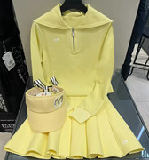 韩国时尚秋冬高尔夫服装，女长袖针织短裙，套装修身时尚球衣外套