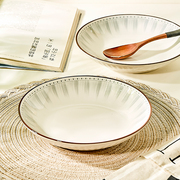 日式家用盘子菜盘简约陶瓷，碗碟套装碗盘餐具深盘碟子，方盘高级感