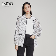 emoo杨门2024春装logo装饰防嗮服复古宽松时尚防晒衣外套女