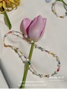 直邮韩国小众设计师，vintagehollywood彩色珍珠串珠项链