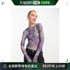 香港直邮潮奢 monki 女士Monki 网纱紫色绿色漩涡印花长袖上衣