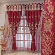 简约欧式红色窗帘成品双层纱布一体遮光加厚客厅落地卧室阳台定制