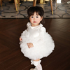 女童公主裙宝宝百天周岁，生日礼服白色花童蓬蓬，纱蛋糕裙韩版连衣裙