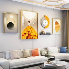 现代艺术加大款装饰画客厅壁画组合铝合金画走廊壁挂壁饰钟表挂画