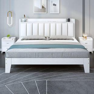 实木床美式1.8米双人床软包1.5米现代简约单人，储物床主卧欧式婚床