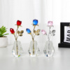 创意水晶玫瑰花小清新摆件，玻璃家居装饰花瓶送老婆礼物客厅小摆件