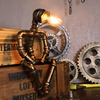 复古工业风loft装饰创意朋克生日礼物咖啡酒吧水管机器人台灯摆件