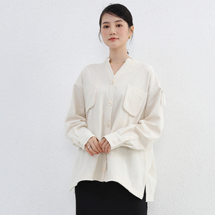 MIUZA设计师款小立领宽松衬衫女慵懒风小众文艺上衣2023秋季