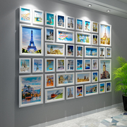 现代客厅照片墙简约创意相片挂墙公司实木大尺寸相框墙多框组合