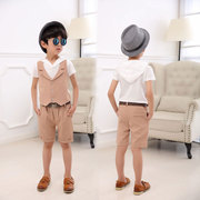 童针织短袖+短裤马甲，小西装套装，儿童六一礼服2023夏季男韩版