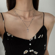 欧美简约十字架项链女潮高级感多层叠，戴个性(戴个性，)锁骨链时尚气质脖颈链