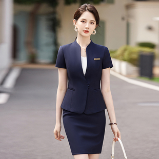 空姐制服职业套装高端女夏季短袖，售楼部酒店前台接待美容院工作服