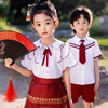幼儿园园服小学生中国风马面，裙夏装六一儿童，演出服红色合唱毕业服