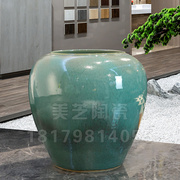 水池装饰涌泉缸水景喷泉陶罐摆件欧式花器翡翠绿色陶瓷落地大花瓶
