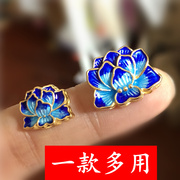 景泰蓝925纯银烧蓝配件，三通隔珠珐琅莲花diy手工材料吊坠饰品