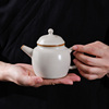 米黄汝窑功夫茶具茶壶开片可养陶瓷，泡茶器家用中式汝瓷泡茶壶套装