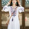 西藏云南民族风长裙，刺绣棉麻白裙，度假出游连衣裙超仙旅行女装