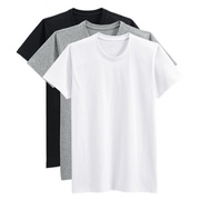 日本重磅厚款t恤衫纯白粉，黑色简约短袖t恤男女，纯色圆领短袖打底衫