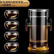 普洱红茶茶具套装家用功夫花茶茶水，分离双耳杯，全玻璃冲茶器泡茶壶