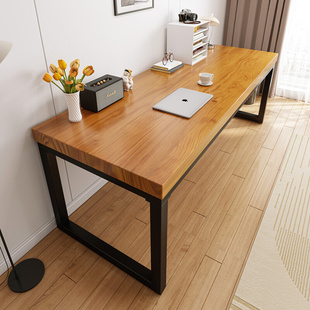 实木办公桌简约现代卧室，家用电脑桌台式简易书桌，松木写字桌长桌子