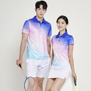 羽毛球运动服套装翻领男女，速干短袖上衣网球，比赛训练乒乓球队服夏