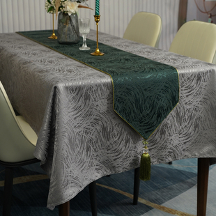 桌布北欧现代轻奢圆桌布，布艺高档中式茶几台布，定制长方形餐桌布