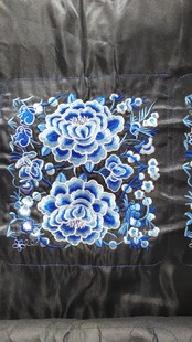 青花瓷牡丹花刺绣民族风特色绣片包包抱枕鼠标垫通用
