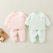 新生婴儿衣服春装薄棉保暖夹棉分体棉袄0初生3月宝宝棉衣套装外套