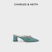 CHARLES&KEITH春夏女鞋CK1-60920272金属装饰尖头高跟穆勒鞋拖鞋